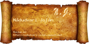 Nádudvari Jolán névjegykártya