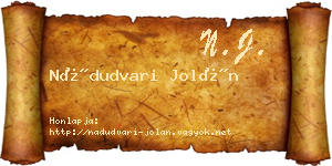 Nádudvari Jolán névjegykártya