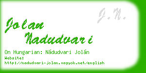 jolan nadudvari business card